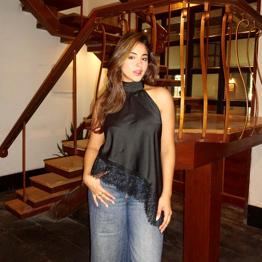 SATIN LACE TOP